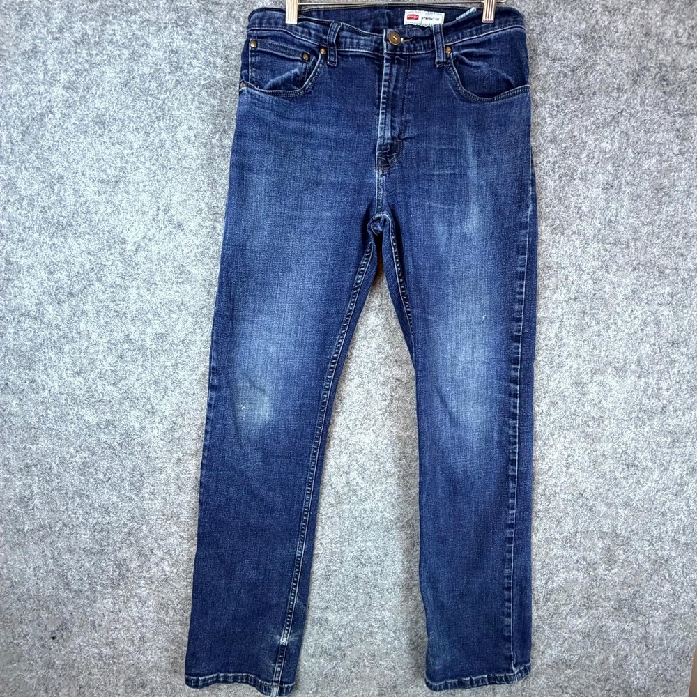 Wrangler Jeans Mens 32 Blue Denim Stretch Mid‎ Rise Dark Wash Straight Fit